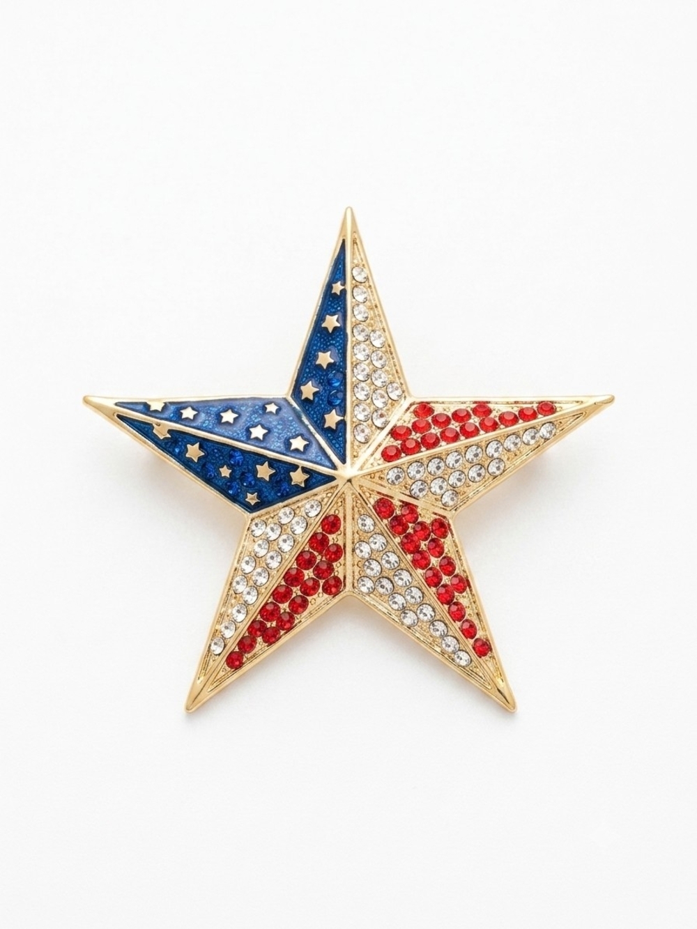 Gold Star Accent Pin with Red, White and Blue Crystals